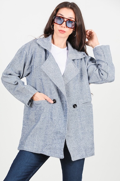 Kadın Kısa Kaşe Kaban  İndigo 6