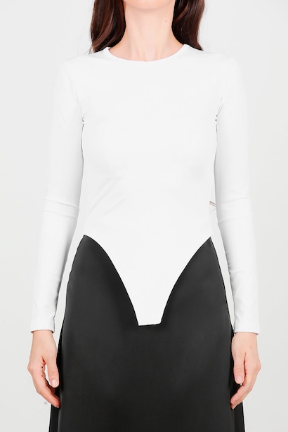 Kadın Bisiklet Yaka Zıbınlı Bady  Beyaz 6