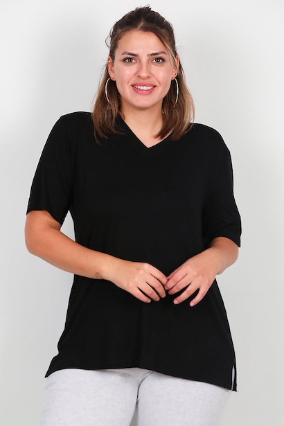 Büyük Beden V Yaka Bluz 