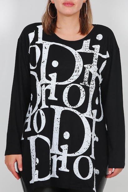 Büyük Beden Uzun Kollu Bluz  Siyah 6