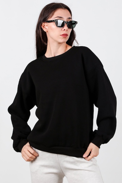 Kadın Bisiklet Yaka Şardonlu Sweat 