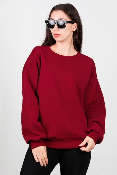 Kadın Bisiklet Yaka Şardonlu Sweat 