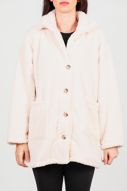 Kadın Önü Düğmeli Peluş Ceket  Vizon 6