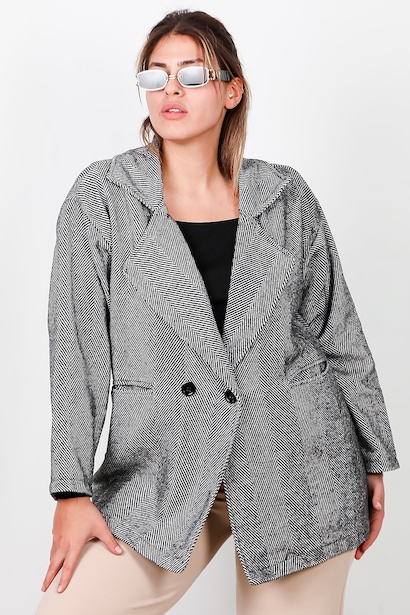 Büyük Beden Kısa Kaşe Kaban 