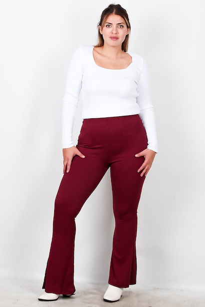 Büyük Beden Fitilli İspanyol Paça Tayt 