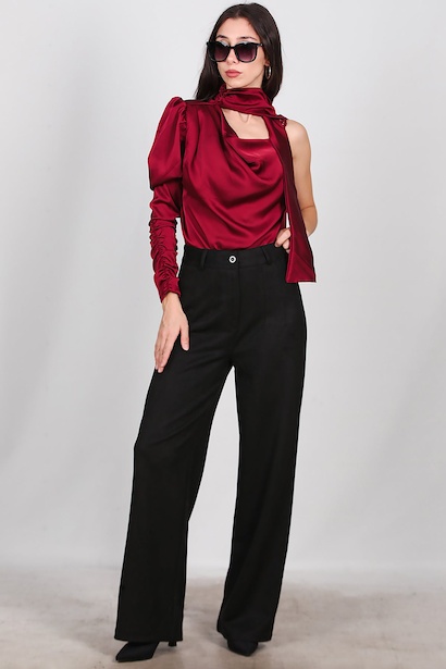 Kadın Süet Pileli Pantolon 