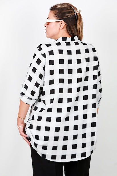 Büyük Beden Kol Katlamalı Gömlek  Çok Renkli 6