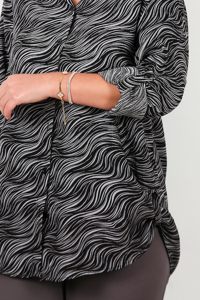 Büyük Beden Kol Katlamalı Gömlek  Çok Renkli 9