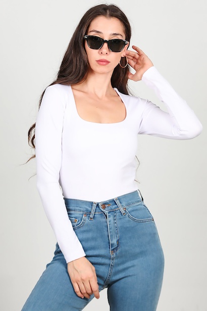 Kadın Kare Yaka Zıbınlı Bady 