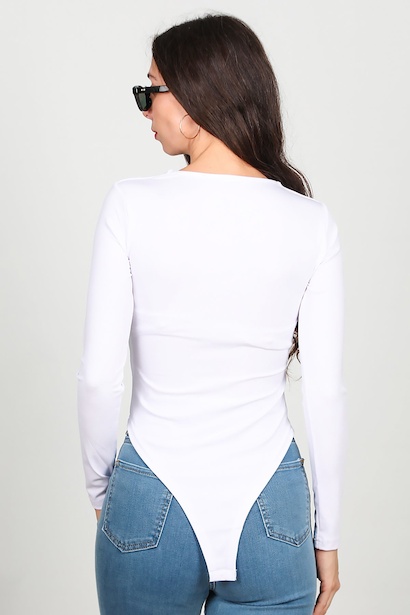 Kadın Kare Yaka Zıbınlı Bady  Beyaz 6