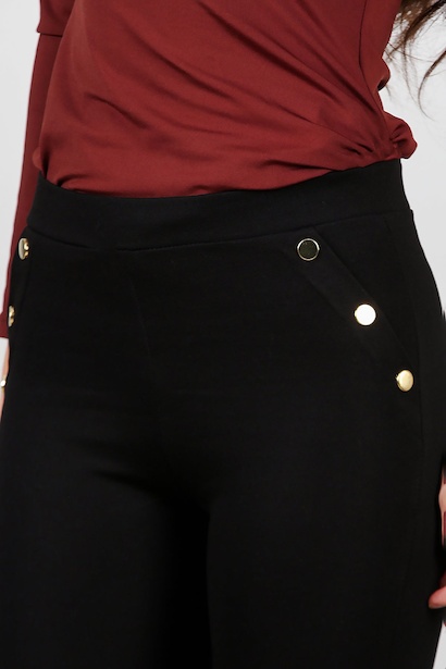 Kadın Sahte Cep Düğme Detay Tayt  Siyah 9