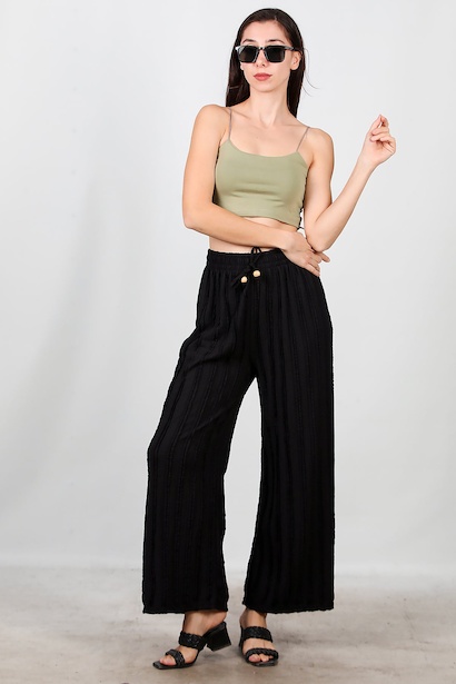 Kadın Fitilli Bol Paça Pantolon 