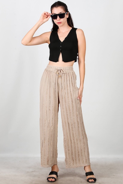 Kadın Fitilli Bol Paça Pantolon 