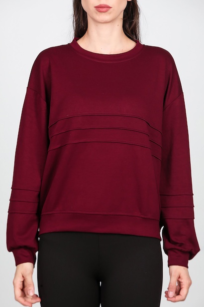 Kadın Önü Üç Dikişli Sweat  Bordo 6