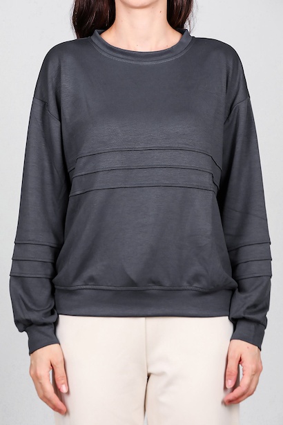 Kadın Önü Üç Dikişli Sweat  Füme 6
