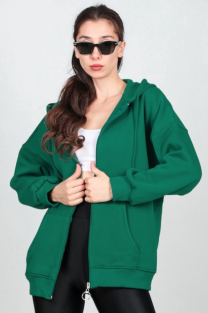 Kadın Fermuarlı Kapşonlu Sweet 