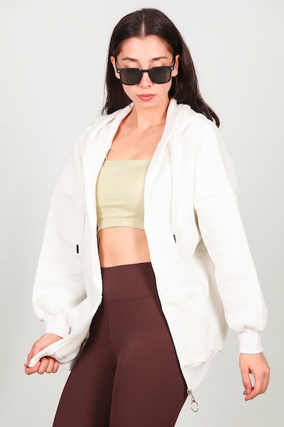 Kadın Fermuarlı Kapşonlu Sweet 