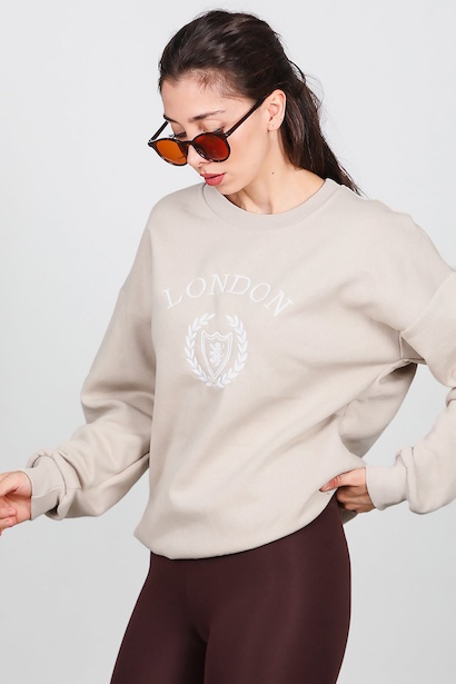 Kadın Üç İplik Bisiklet Yaka Sweet 