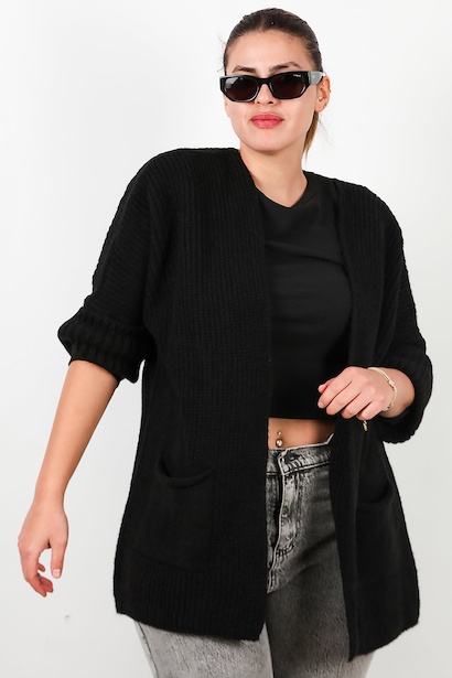 Büyük Beden Cepli Hırka 