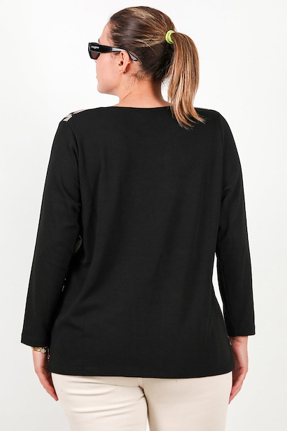 Büyük Beden Leopar Desenli Bluz  Siyah 6