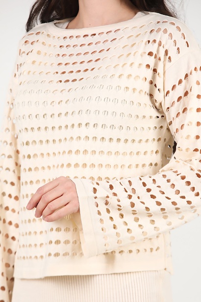 Kadın Triko Elbise İkili Takım  Krem 9