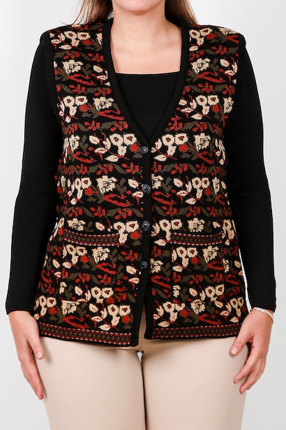 Büyük Beden Desenli Yelek  Çok Renkli 6