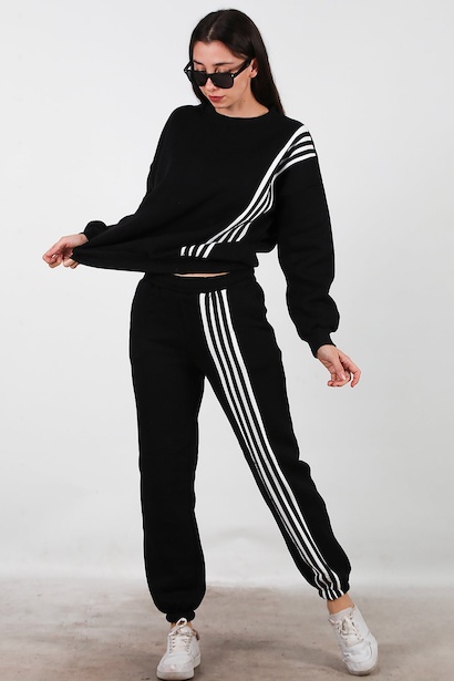 Kadın Şeritli Bisiklet Yaka Eşofman Takımı 