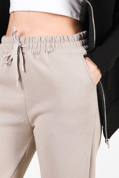 Kadın Paça Lastikli İçi Şardonlu Eşofman Altı  Vizon 9