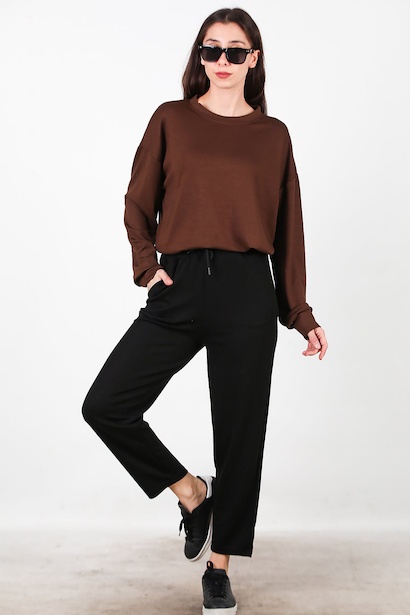 Kadın Düz Paça Cepli Eşofman 