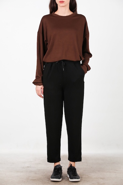 Kadın Düz Paça Cepli Eşofman  Siyah 6