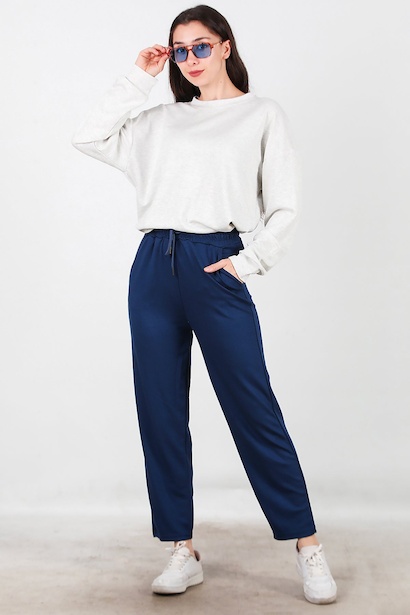 Kadın Düz Paça Cepli Eşofman 