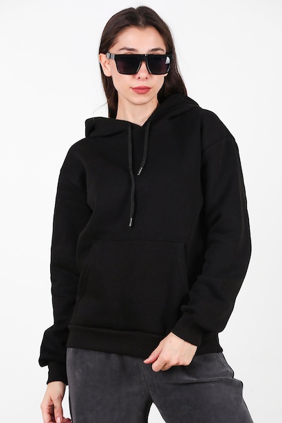 Kadın Kapşonlu Üç İplik Sweet 