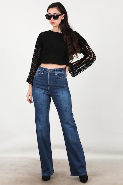 Kadın Taş Detay Kot Pantolon 