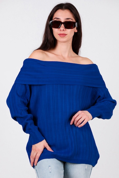 Kadın Madonna Yaka Triko Bluz 