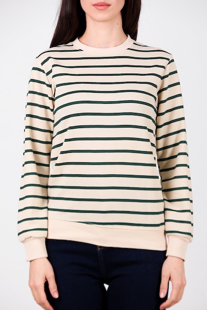 Kadın Çizgili Bisiklet Yaka Sweet  Yeşil 6