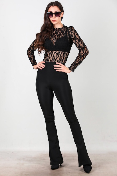 Kadın Kalın Lastikli İspanyol Paça Tayt 