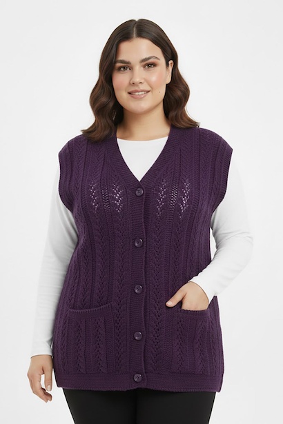 Büyük Beden Örgü Yelek 