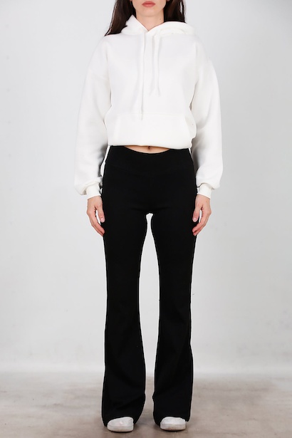 Kadın Yüksek Bel İspanyol Paça Tayt  Siyah 6