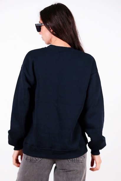 Kadın Ncy Yazılı Bisiklet Yaka Sweet  Lacivert 6