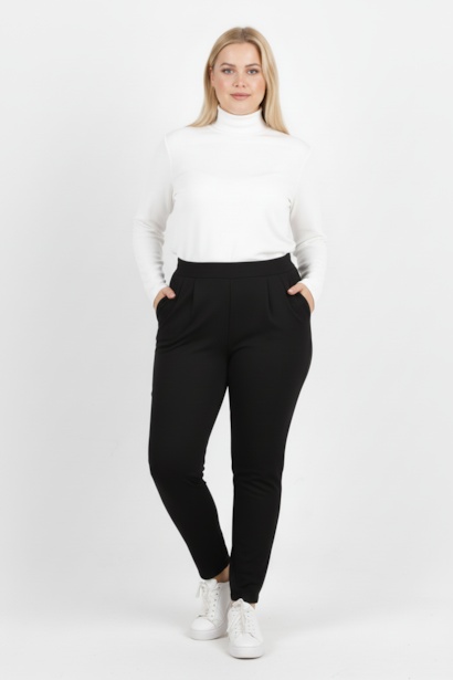 Büyük Beden Paça Fermuar Detay Pantolon 