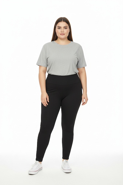 Büyük Beden Yüksek Bel Tayt  Siyah 6