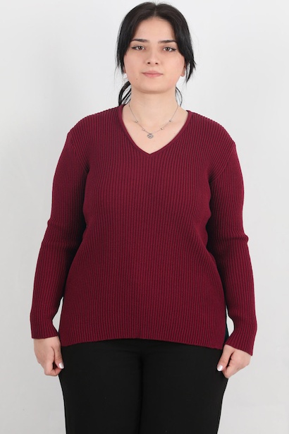 Büyük Beden V Yaka Triko Kazak 