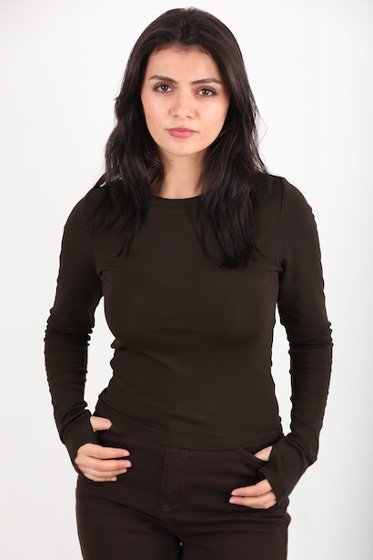 Kadın Parmak Geçmeli Bisiklet Yaka Bluz 