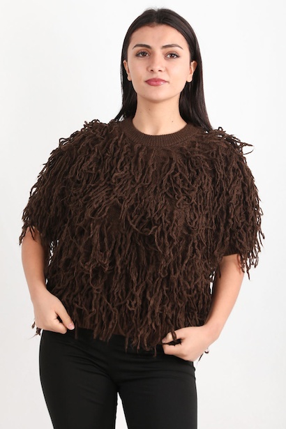 Kadın Püsküllü Triko Kazak 