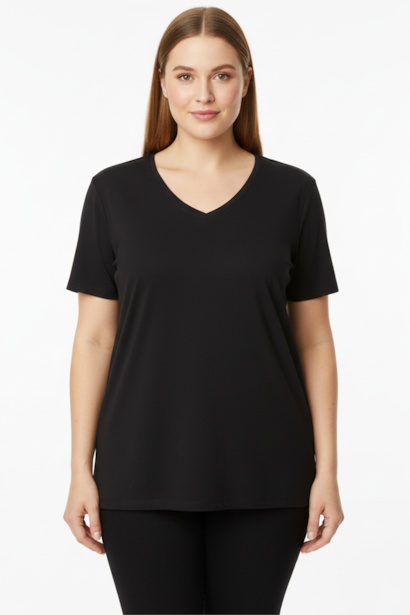 Büyük Beden Oversize V Yaka Tshırt  Siyah