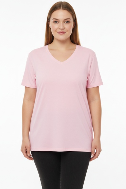 Büyük Beden Oversize V Yaka Tshırt 