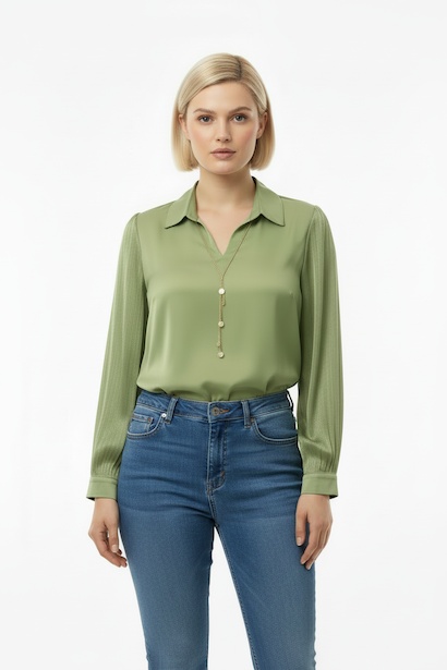 Kadın Önü V Yakalı Bluz 