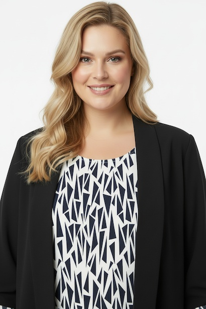 Büyük Beden Bluzlu Ceket  Siyah 4