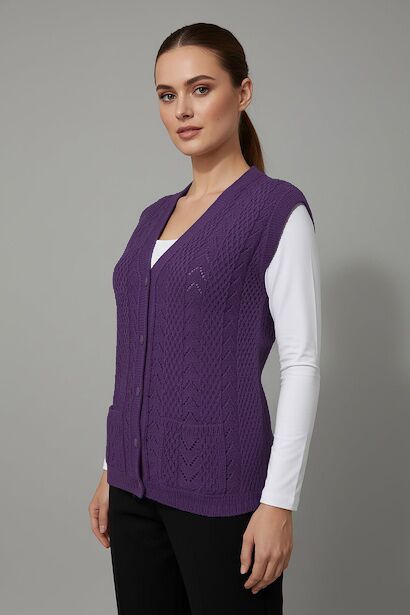 Büyük Beden Örgü Yelek 