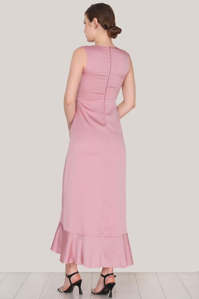 Kadın Uzun Abiye Pudra 4